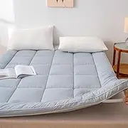 Folding Floor futon Mattress, Portable roll-up Sleeping pad, Thickened, Soft and Breathable Suitable for Single Double.(Blue,180x200cm)