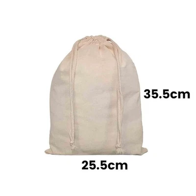 Calico Drawstring Bag Natural Size 3- 35.5cmx25.5cm
