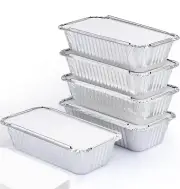 1.5 lb 1 1/2 50 Bulk Disposable Aluminum Foil Loaf Bread Pan Tin With Paper Lids