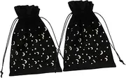 GOOHOCHY Velvet Jewelry Pouches Set Tarot Card Bag Drawstring Small Pouch for Tarot Cards Storage Black