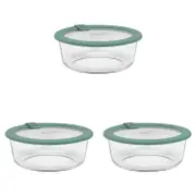3PK Ecology Store Round Glass Food Container 950ml - Eucalyptus