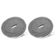 2Pcs 26.25ft Nylon Windproof Non-Slip Portable Clothesline Washing Line, Grey