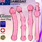 Double-Ended Glass Dildo Anal Plug - Butt Thruster Wand for Vaginal & Anal Play