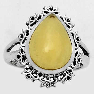 Artisan - Natural Citrine Cab 925 Sterling Silver Ring s.7.5 Jewelry R-1114