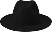 [LJJCSFF] Wide Brim Felt Hat Black Flat Top Hat Jazz Cap Leopard Print Dress Hat Classic Fedora Hat Flat Brimmed Hat Rancher Hat for Women Men