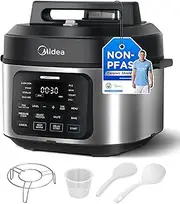 Midea 9-in-1 Multi Cooker, 6L with 12 Cooking Functions Pressure Cooker (Slow&Rice Cooker, Sous Vide, Cake Maker, etc.), 70% Faster, Non-Stick Brushed Stainless Steel & Black