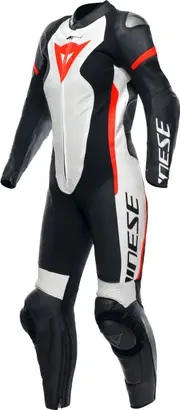 Dainese Grobnik, leather suit 1pcs. perforated women , color: Black/White/Neon-Red , size: 48