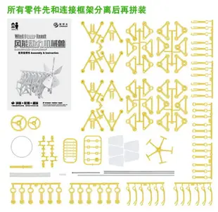 風力仿生獸科技小制作兒童玩具科學小發明創意手工風能動力機械獸