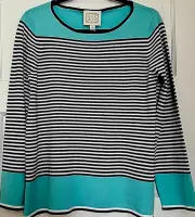 SAIL TO SABLE STS Womens Stylish Navy Aqua 78%Cotton Mediknit Pullover Tunic M