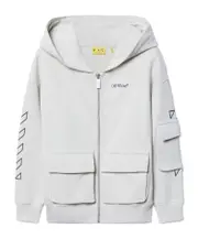 Off-White Kids Bookish Logo Printed Zip-Up Hoodie 8Y,6Y,4Y,14Y,6,12Y,10Y grey