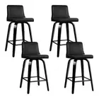 Artiss 4x Felipe Wooden Bar Stools Swivel Stool Kitchen Chairs Set Leather Black