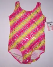 Danskin Leotard Tank Bodysuit Rainbow Silver Foil Hologram New Girl YJ XL 14 16