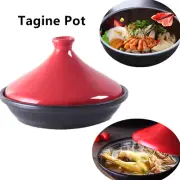 1.2L Tagine Pot Moroccan Red Tagine Pots with Ceramic Cone-Shaped lid Cast Iron