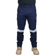 Taped Decoy Canvas Modern Fit Stretch Navy Cargo Pants - 112S