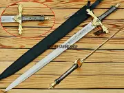 Custom Handmade 40" Long Medieval Knight Templar Steel Blade Sword with Cover.