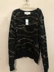 NWT Jaclyn Smith Size L Metallic Black Gold Link Sweater Women Stylish