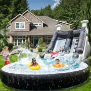 7.3M Commercial PVC Inflatable Giant Water Slides Big Splash Pool for Kids BLACK