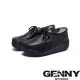 Genny Iervolino真皮鏤空透氣厚底楔型鞋(黑色)