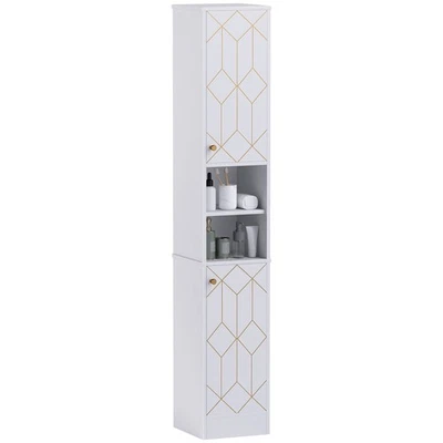 HOMCOM Slim Bathroom Cabinet, Bathroom Storage Cabinet with Doors, White