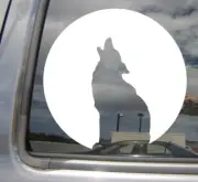 Howling Wolf and Full Moon - Western Car Bumper Laptop Vinyl Decal Sticker 01279