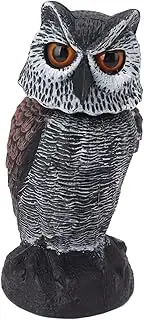 Fake Owl Decoy, 10.4inch Plastic Shake Head Fake Owl Sculpture, Rotating Head Plastic Owl Bird Deterrents, Scare Birds Away Scarecrow Fake Owl Outdoor Garden Decoration