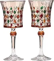 Hand-Painted Rotating Wine Decanter Creative Gold-Painted Decanter Home Crystal Glass Red Wine Glass(2 Cups)