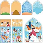 24Set Easter Make Your Own Crafts Gifts DIY Handmade Easter Day Gifts Kits Card DIY Handmade Religious Card Kits Jesus Art Craft Hang Card for School Classroom Home Fun Activities