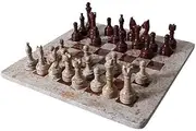 Radicaln Handmade Red and Coral Full Marble Chess Board Game Set - Staunton Marble Tournament Two Players Full Chess Game Table Set
