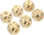 Kisangel 6pcs Solid Brass Dice Game Props for Bar Restaurant Tabletop Play Deform Resistant Brass Craft Dice for Math Games and Events