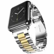 Apple Watch Stainless Steel Wristband Metal Buckle Clasp iWatch 38mm 40mm 41mm Strap Bracelet for Apple Watch Series 7/6/5/4/3/2/1 Silver Gold