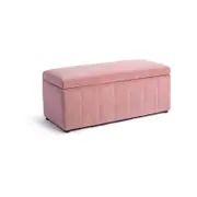 Lumine Velvet Storage Ottoman Box Bench Foot Stool - Pink