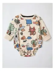 [Jack & Milly] Albi Animals Bodysuit in Oat Marle