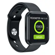 T88 1.3inch Full Touch Screen 24h Dymanic Heart Rate Blood Pressure Weather Push Smart Watch BLACK COLOR