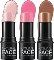 Contour Stick 3Pcs Set, 3 Colors, Waterproof Long Lasting Blush Stick Natural Finish, Multipurpose Highlighter Makeup for Cheeks, Lips, All Skin, Contour, Highlighter Makeup