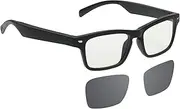 O Glasses Wirelessly Bt Music Glasses Music & Hands-Free Calling Blue Light Blocking/Polarized Eyeglasses Lens with Microphone for Men Black