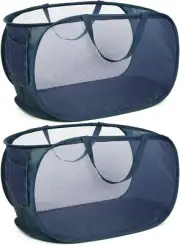 Durable Collapsible Laundry Baskets, Mesh Pop Up Laundry Hamper with Side