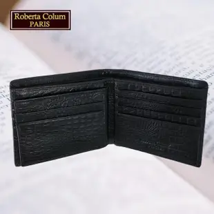 【Roberta Colum】諾貝達 鱷魚紋男士皮夾／專櫃皮夾／短夾(23552-1黑色)