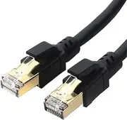 CAT8 Ethernet Cable High Speed Network Patch Cable 40Gbps 2000Mhz SFTP Internet LAN Wire Cord with Gold Plated RJ45 Connector or Modem, Router, Laptop, Xbox, Gaming Black by ManKn (1.5m/5ft)