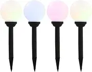 vidaXL Outdoor Solar LED Spherical Lamps- Set of 4, RGB, 15 cm Diameter, Eco-Friendly Lighting Solution for Gardens, Patios, and Driveways