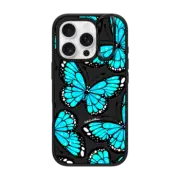 iPhone 16 Pro Impact Ring Stand Case MagSafe Compatible Blue Monarca by Sofia Castellanos