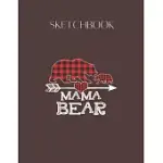 SKETCHBOOK: RED PLAID MAMA BEAR ONE CUB MATCHING BUFFALO PAJAMA XMAS DESIGNED LOVELY BLANK PLAIN WHITE PAPER SKETCHBOOK FOR LARGE