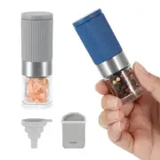 Mini Salt and Pepper Grinder Set with Bag and Funnel Small Travel Portable Spice