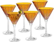 Barski Colored Martini Cocktail Glass - Amber Stemmed Martini Champagne Glasses - For Martini - Champagne - Cocktails - Margarita - Set of 6 - Gift Ready - Amber - 7 Oz. - Made in Europe