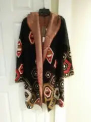 NWT MAXSPORT Hooded Peasant Cardigan in Black/Red Sz M -$368