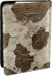 [JEJEA] Brown Cowhide Art Print Travel Organizer Credit Cards Case Passport BookPassport Holder Cover Wallet forTraveling,, Black, One Size