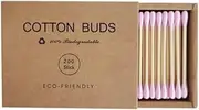 2000 PCs Premium Cotton Swabs Natural Cotton Buds Biodegradable Organic Double Tips for Ear Wax Removal (200PCs,Pink)