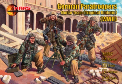 Mars Figures 32037 German Paratrooper Mortar Team (tropical uniform) 1:32 scale