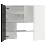 METOD wall cb f extr hood w shlf/door, white/Lerhyttan black stained, 60x60 cm