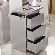 MegLob Stainless Steel Utility Salon Stand, Heavy Duty Barber Shop Storage Workstation, Professional Hairdressing Storage Trolley Cart, Universal Metal Salon Stand for Stylist,Silver pro