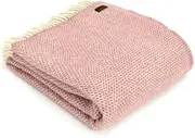Tweedmill Textiles 100% Pure Wool Blanket Beehive Throw Design in Dusky Pink Made in UK